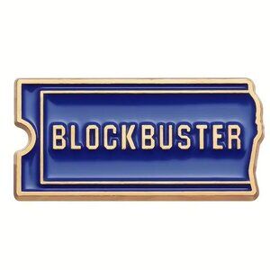 NOSTALGIC BLOCKBUSTER VIDEO LOGO OIL DRIPPED ENAMEL PIN LAPEL PIN BROOCH NWT